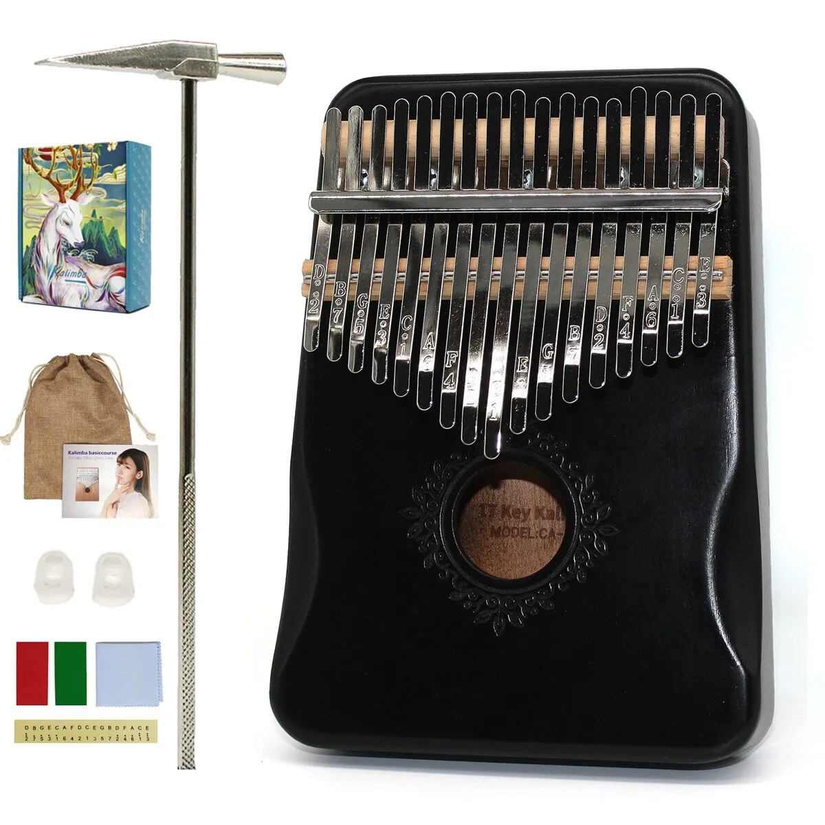 Kalimba 17 key Thumb Piano High Quality Wood Mahogany Mbira Body Musical Instruments Africa Kalimba Piano with Accessories