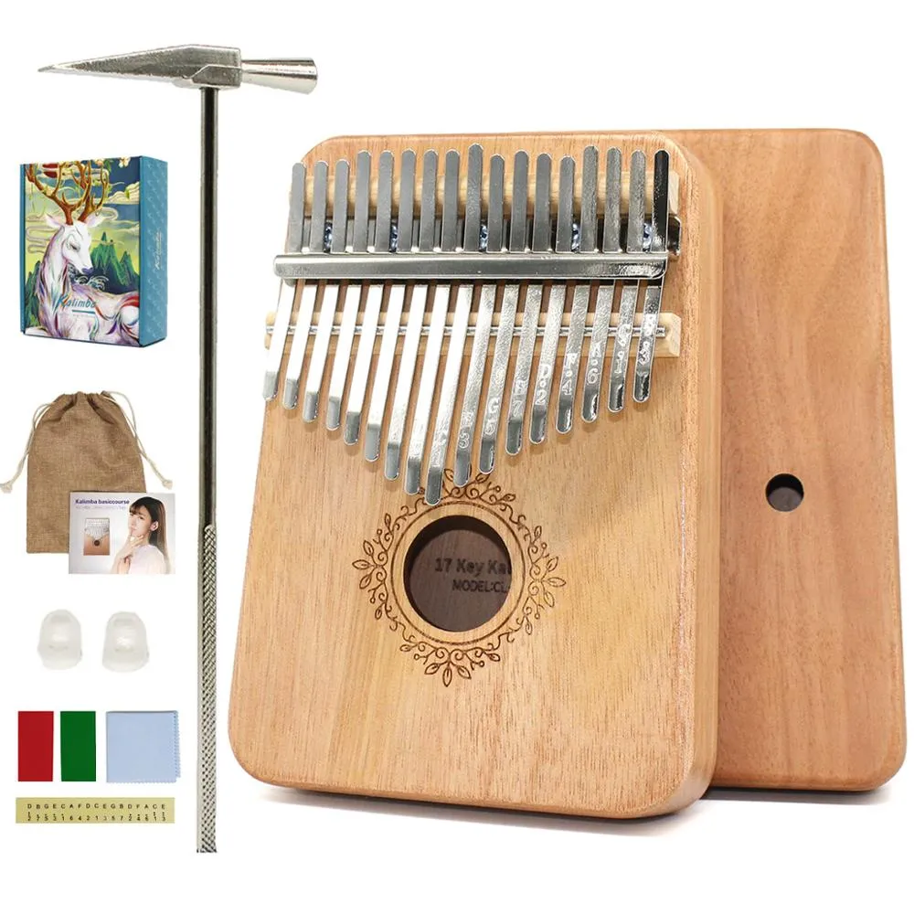 Kalimba 17 key Thumb Piano High Quality Wood Mahogany Mbira Body Musical Instruments Africa Kalimba Piano with Accessories