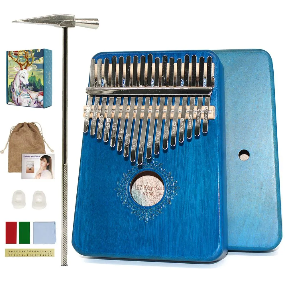 Kalimba 17 key Thumb Piano High Quality Wood Mahogany Mbira Body Musical Instruments Africa Kalimba Piano with Accessories