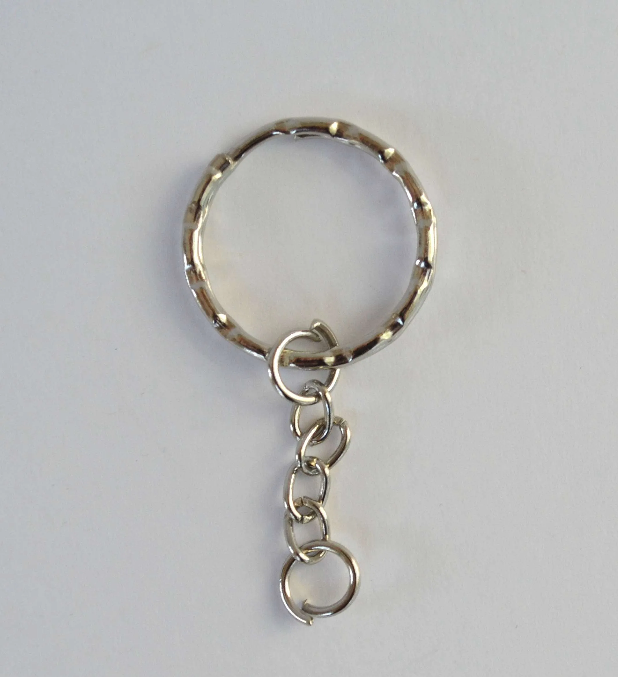 Key Chains, Key Rings, Silver Tone 50mm x 22mm, Split Ring, Curb Chain, Bag Charm, Key Chain for Pom Pom, Key ring, Pendant, Jewelry