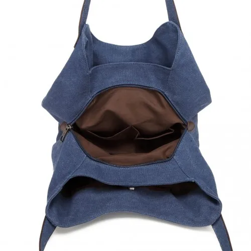 Kono Canvas Shoulder Tote Bag - Navy | Trendy & Functional Daily Essential