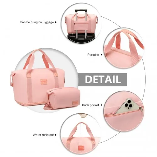 Kono Expandable Durable Waterproof Travel Duffel Bag Set - Pink, 2 Pieces - Perfect for Travel, Gym, and Daily Use