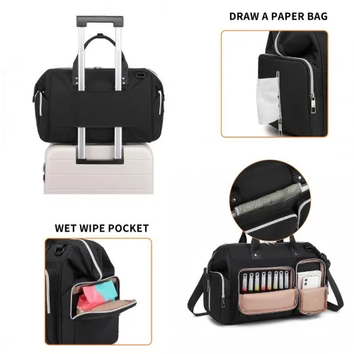 Kono Multi-Compartment Maternity Bag - Black | Stylish & Functional Diaper Bag