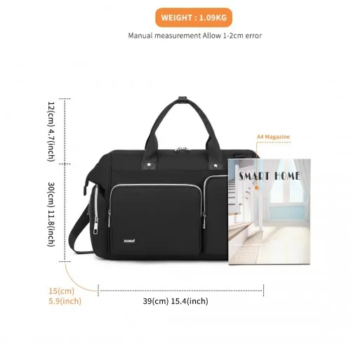 Kono Multi-Compartment Maternity Bag - Black | Stylish & Functional Diaper Bag