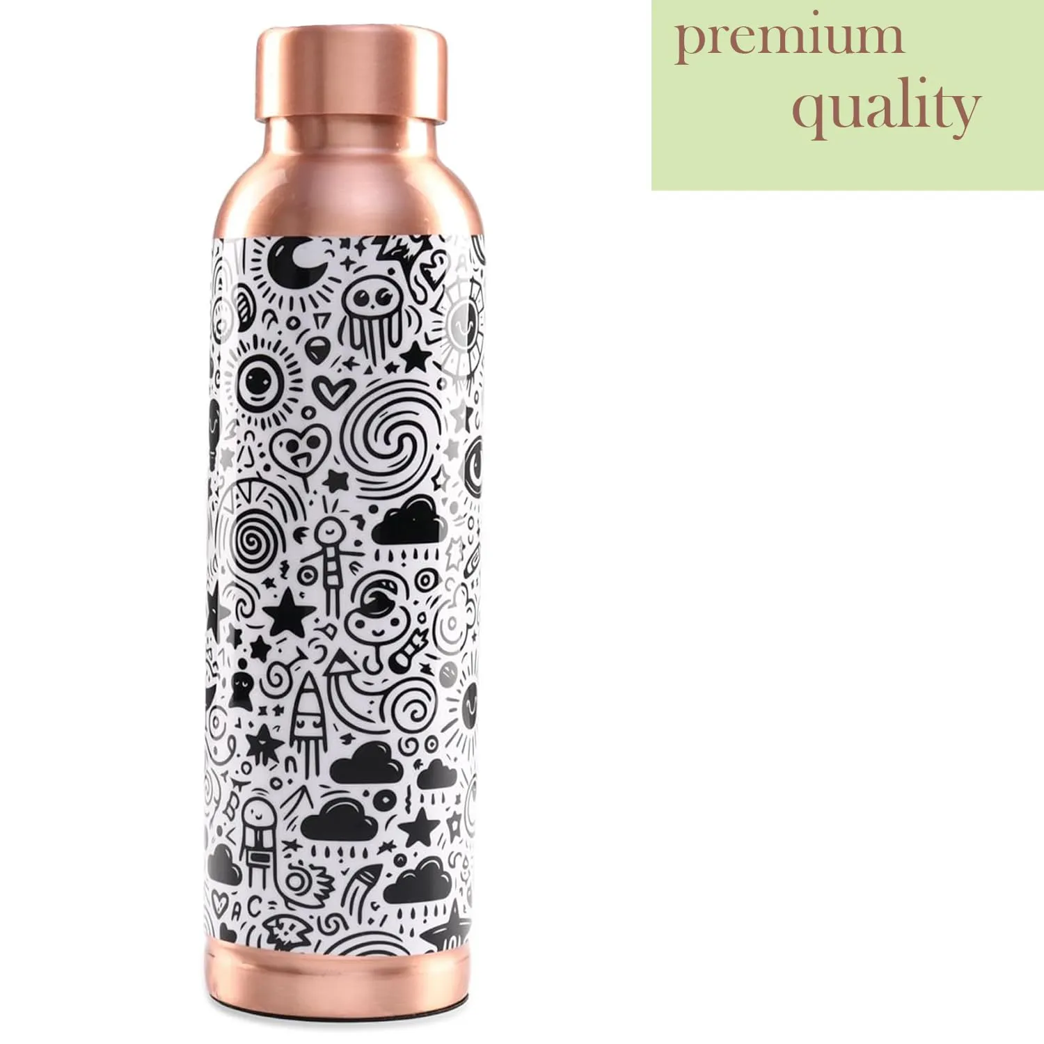 Kuber Industries Pack of 6 Copper Water Bottle - Eco-Friendly & Leakproof Tamaba Bottle for Office/Gym/Yoga/College, Men & Women | 950ml | Lining Design