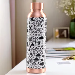 Kuber Industries Pack of 6 Copper Water Bottle - Eco-Friendly & Leakproof Tamaba Bottle for Office/Gym/Yoga/College, Men & Women | 950ml | Lining Design