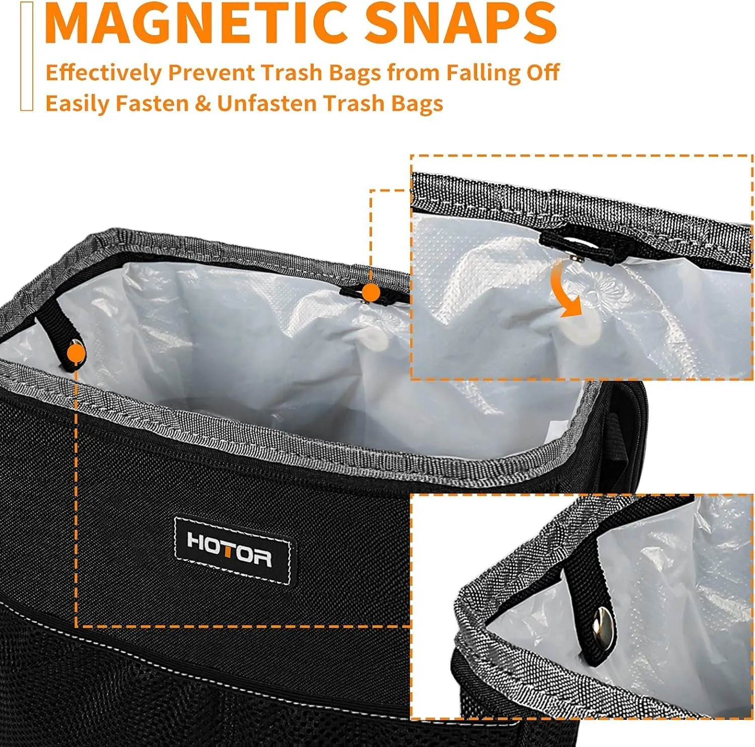 Leak-Proof Car Trash Bag with Lid & Storage Pockets - Waterproof Organizer