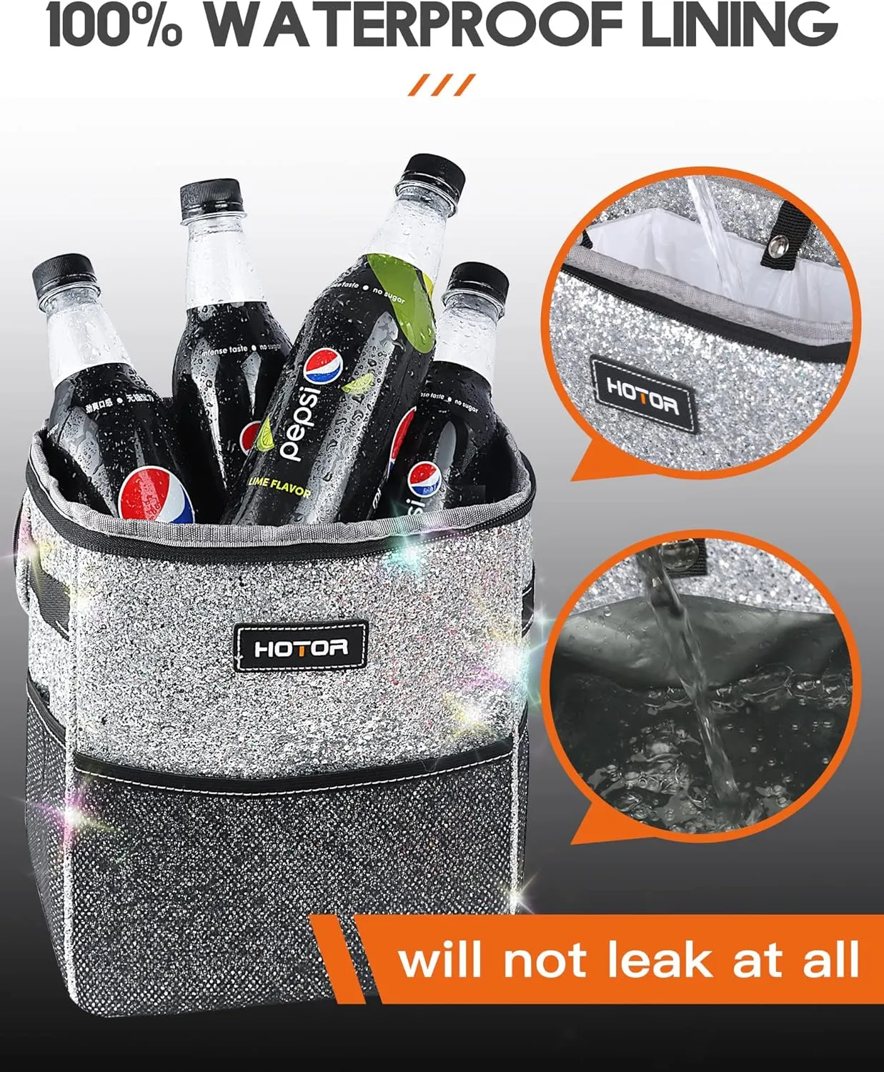 Leak-Proof Car Trash Bag with Lid & Storage Pockets - Waterproof Organizer