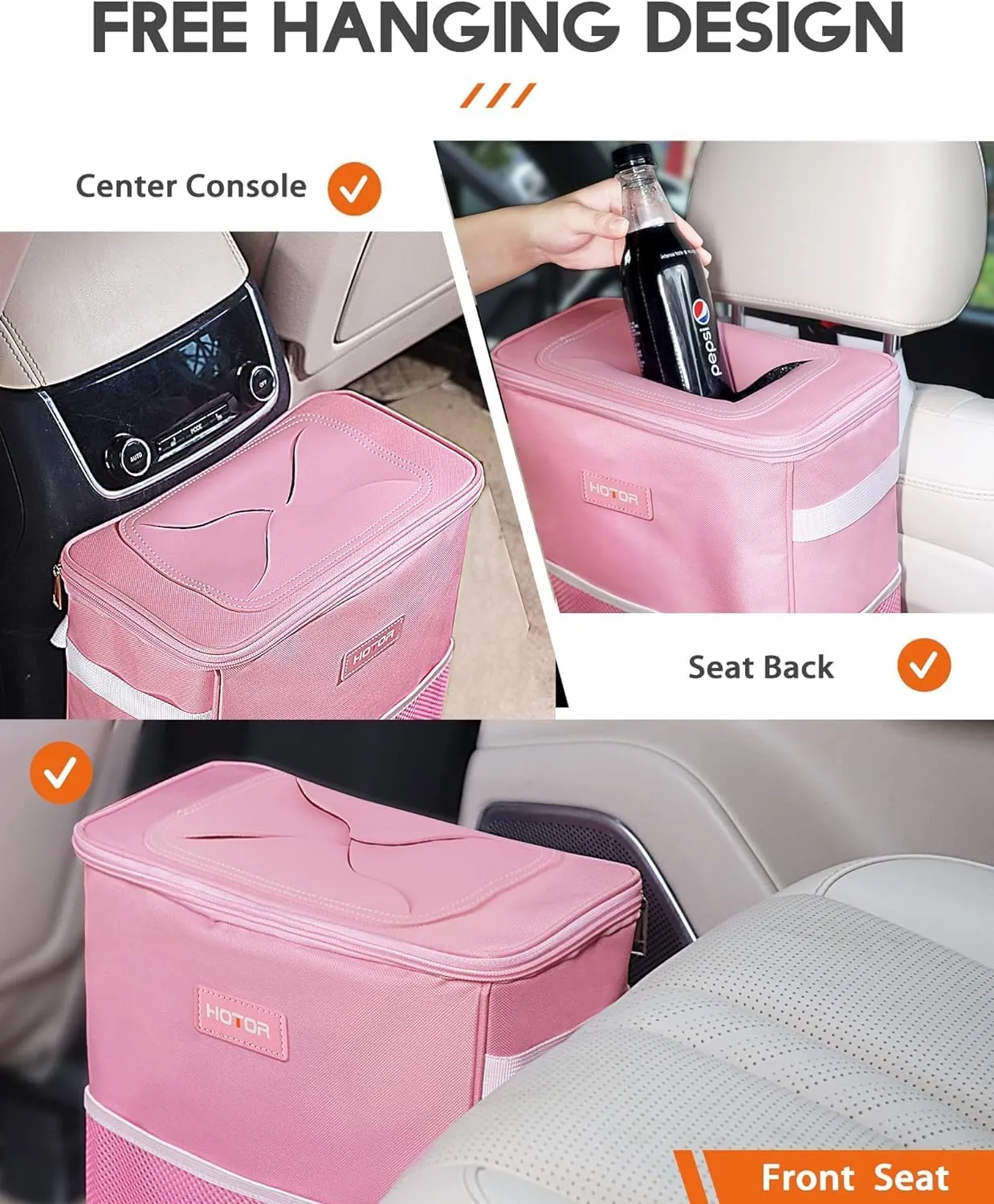 Leak-Proof Car Trash Bag with Lid & Storage Pockets - Waterproof Organizer