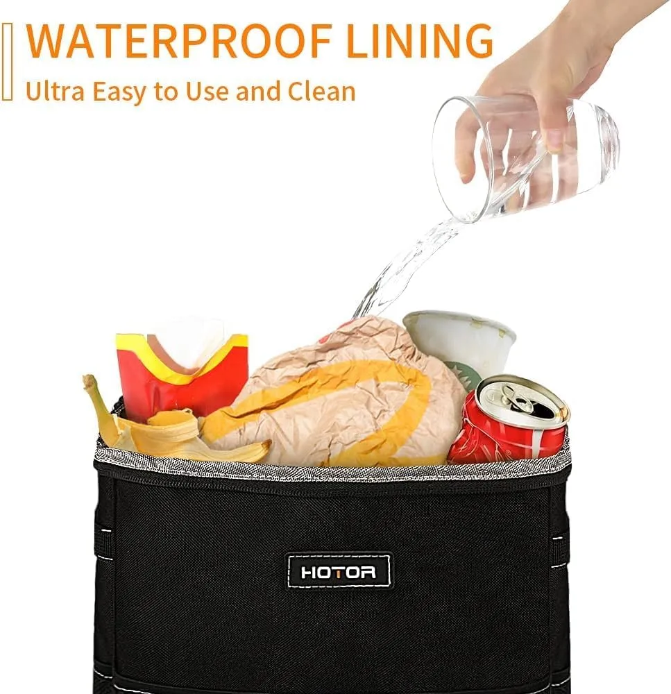 Leak-Proof Car Trash Bag with Lid & Storage Pockets - Waterproof Organizer