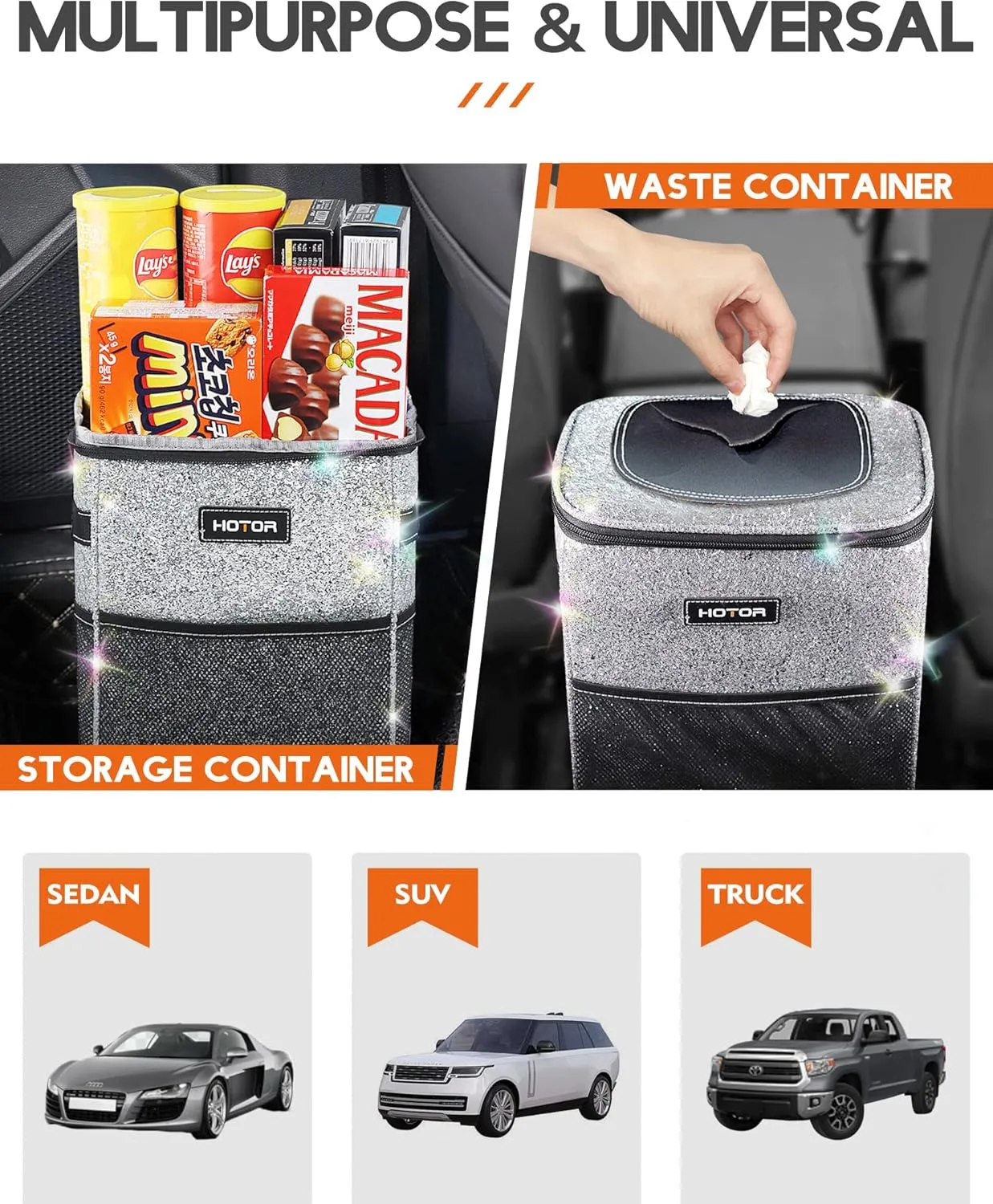 Leak-Proof Car Trash Bag with Lid & Storage Pockets - Waterproof Organizer