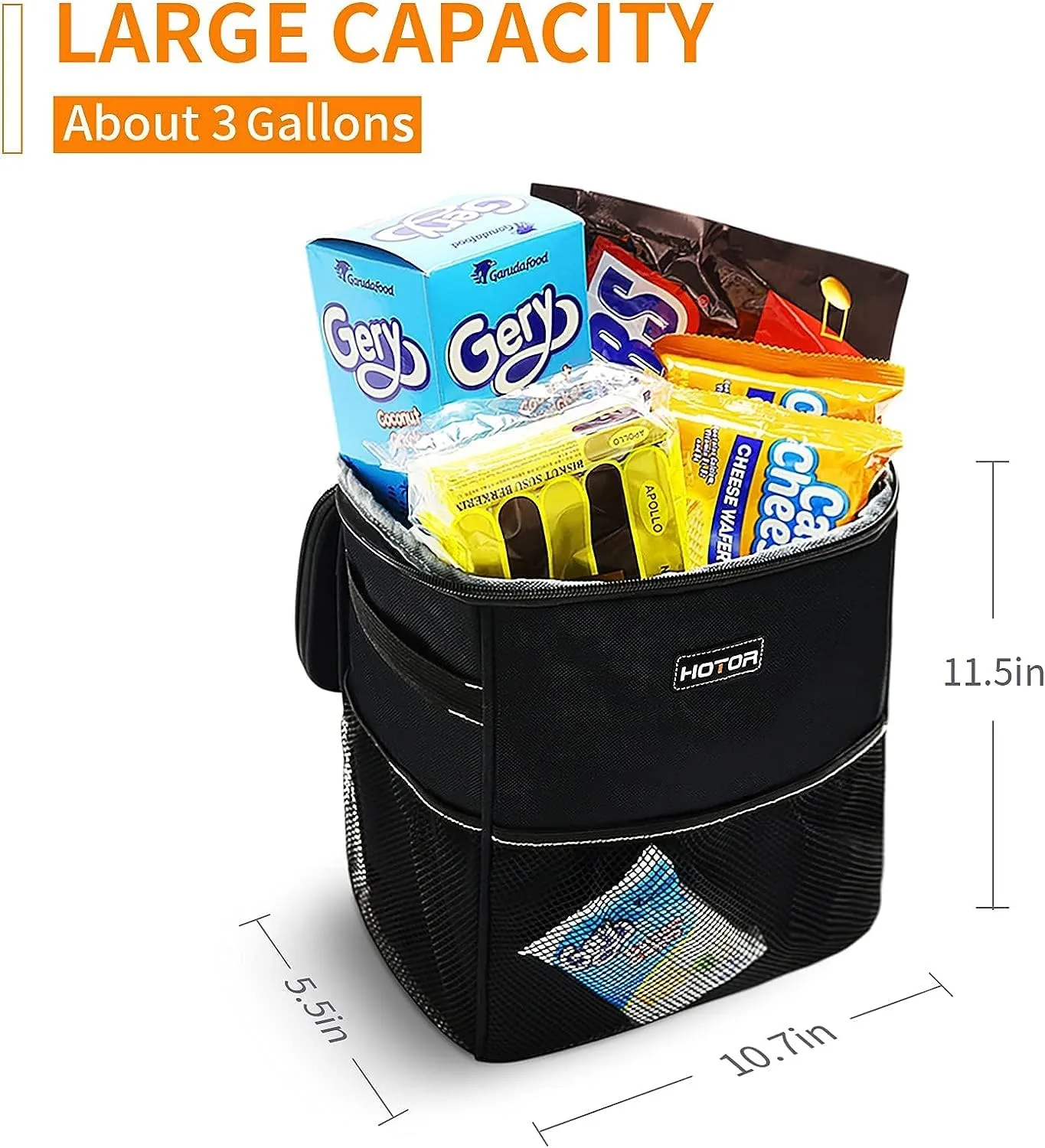 Leak-Proof Car Trash Bag with Lid & Storage Pockets - Waterproof Organizer