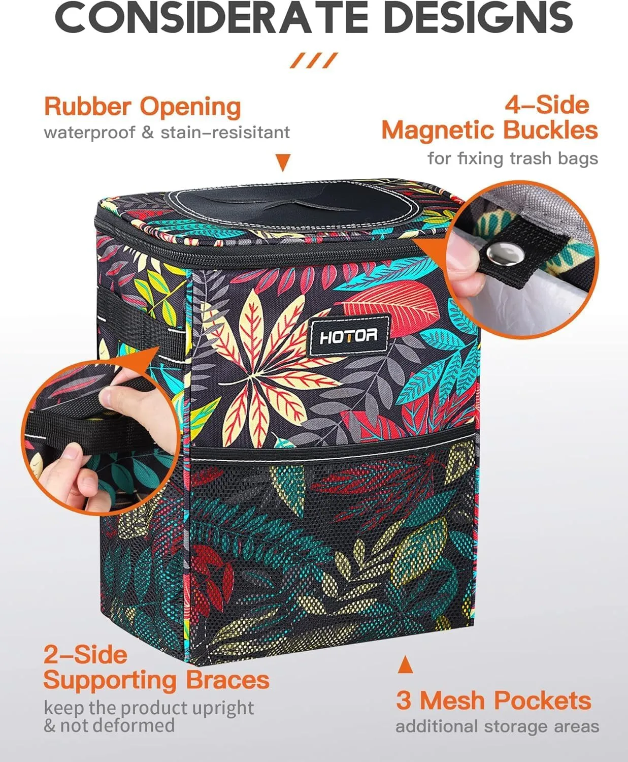 Leak-Proof Car Trash Bag with Lid & Storage Pockets - Waterproof Organizer