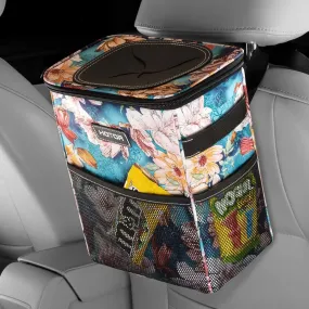 Leak-Proof Car Trash Bag with Lid & Storage Pockets - Waterproof Organizer