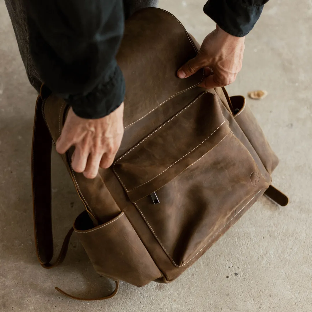 Leather Rugged Backpack - Terra