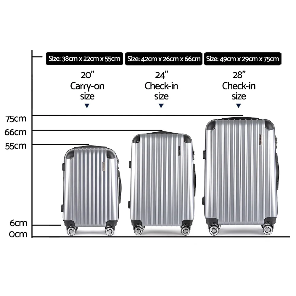 Lightweight 3pc Hard-Shell Luggage Set with TSA Lock - Wanderlite