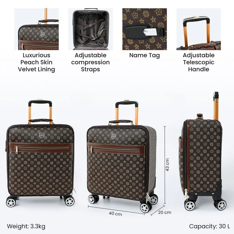 Lightweight Cabin Trolley Bag - Mute Wheels | TSA Lock | 30L | Brown