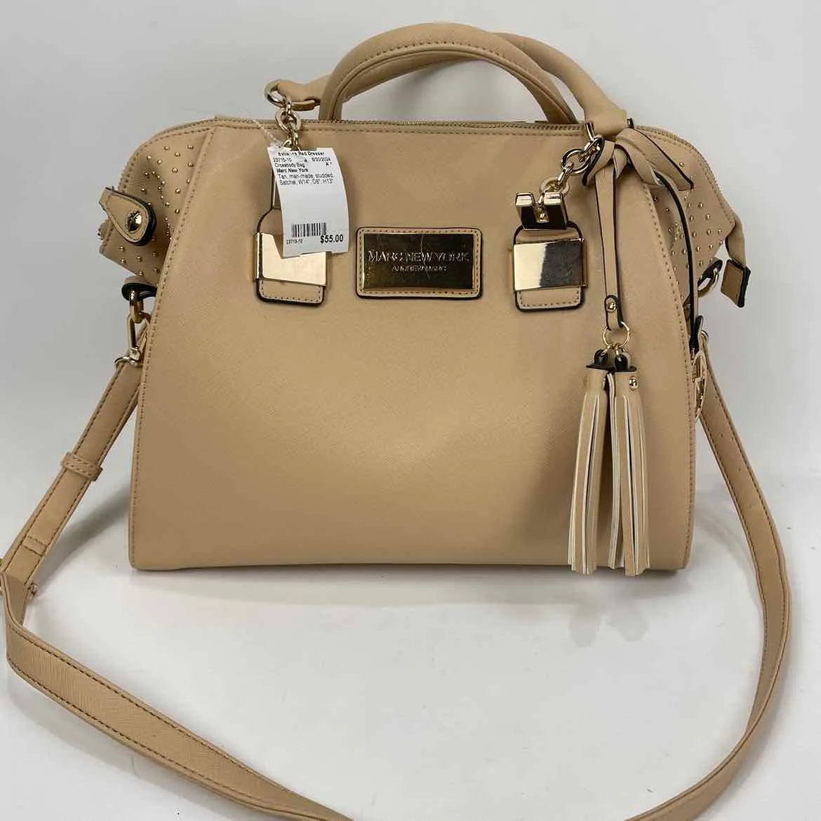 Marc New York Tan man-made studded Satchel Crossbody Bag