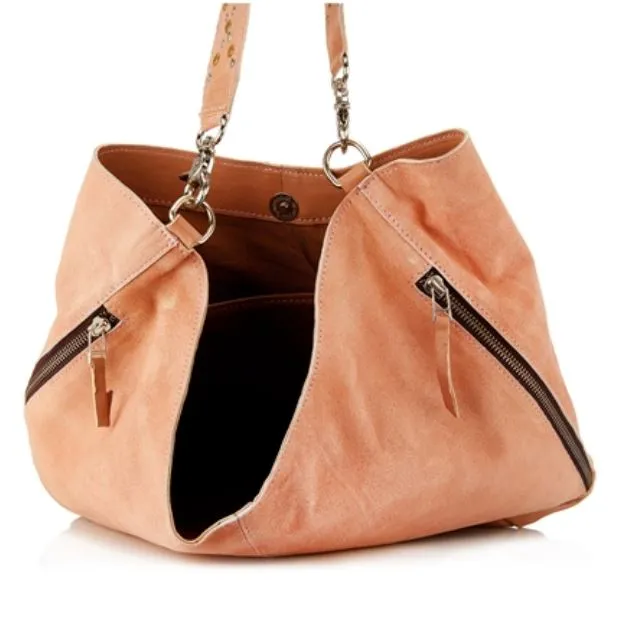 Marcella - Leather Suade Bag in Blush