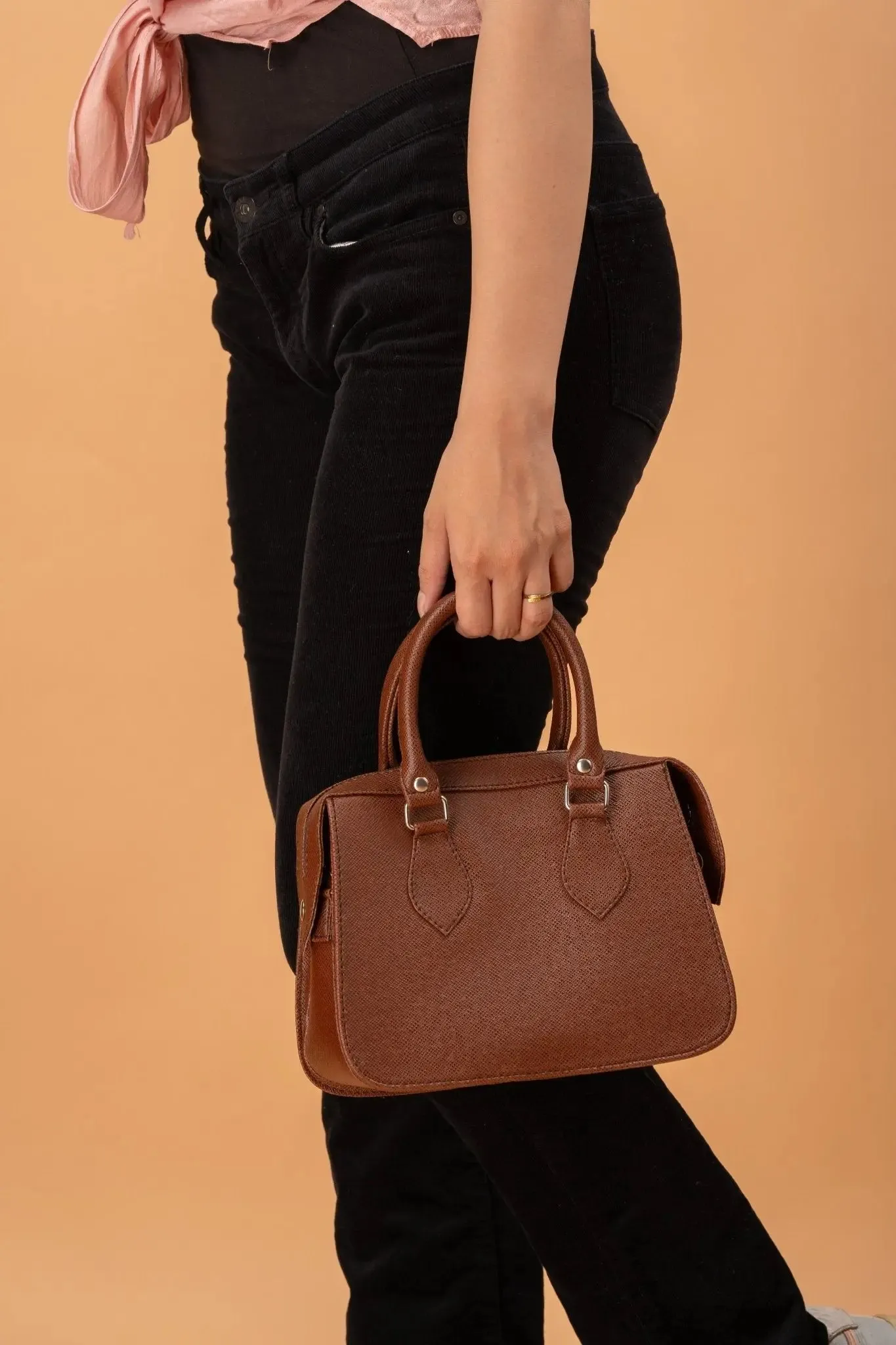 MARGAUX Top Handle Sling Bag in Choco Brown