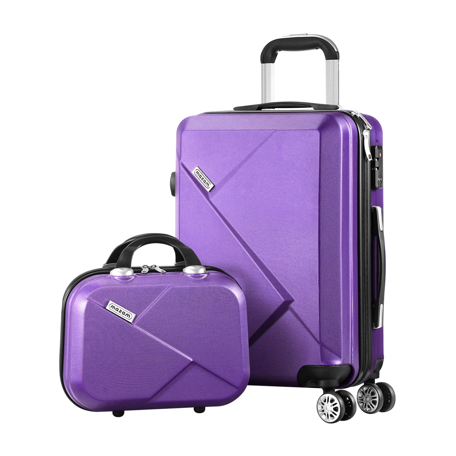 Mazam 2PCS Luggage Suitcase Trolley Set Travel TSA Lock Storage Hard Case Purple