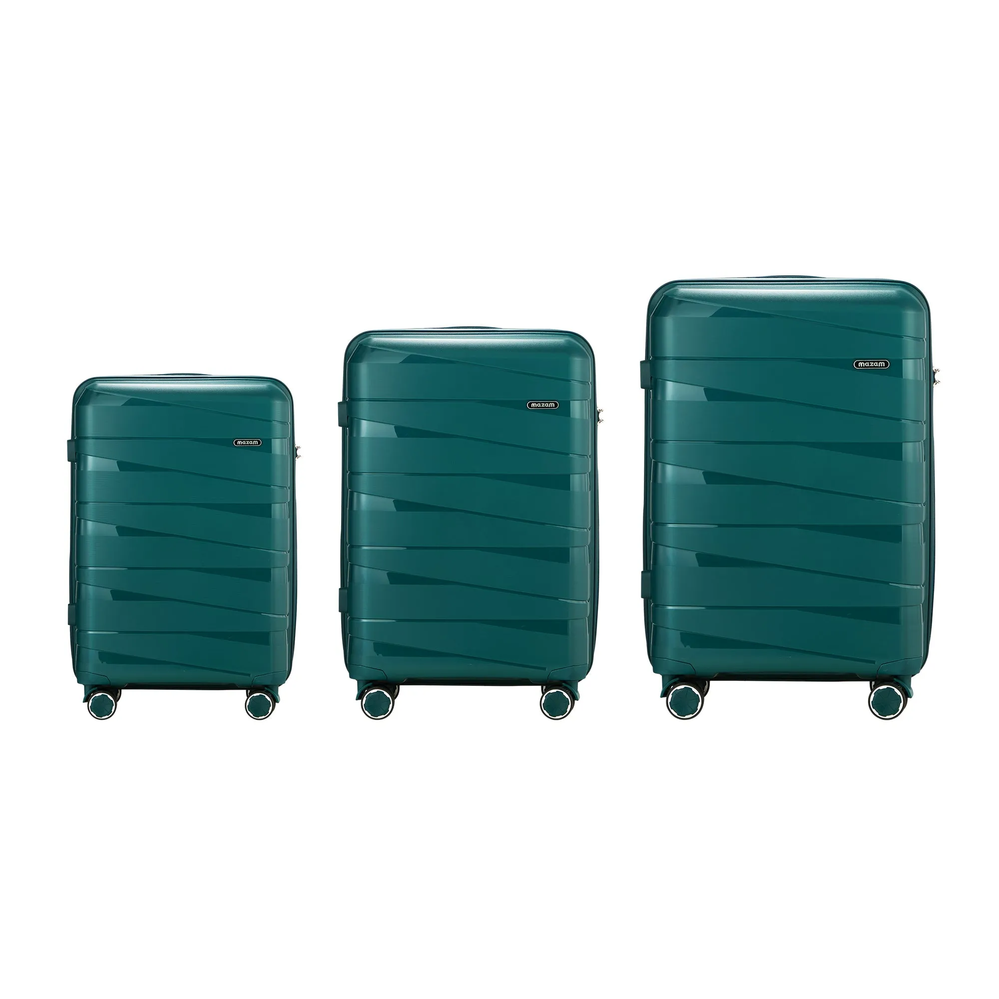 Mazam 3PCS Luggage Suitcase Trolley Set Travel TSA Lock Storage PP Case Green