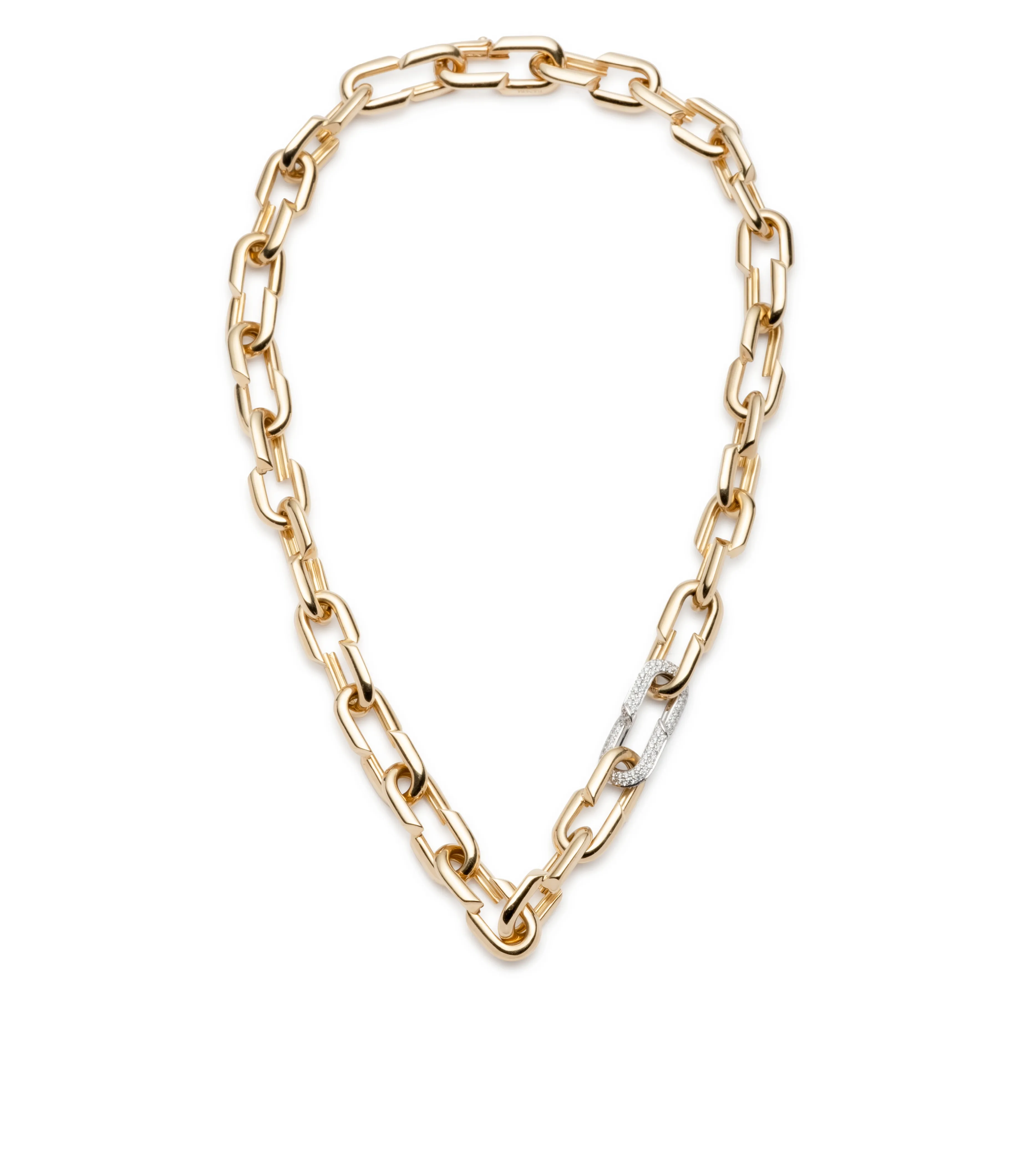 Medium Strong Hearts Love Single Pave Link Chain Necklace