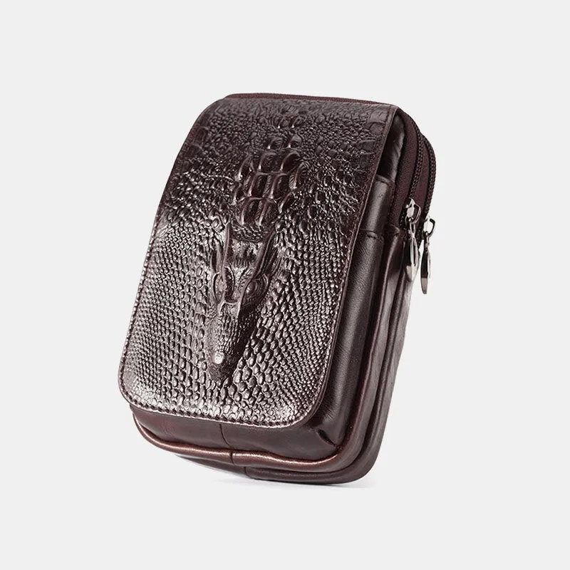 Men EDC Genuine Leather Retro 5.5 6.5 Inch Phone Holder Waist Belt Bag