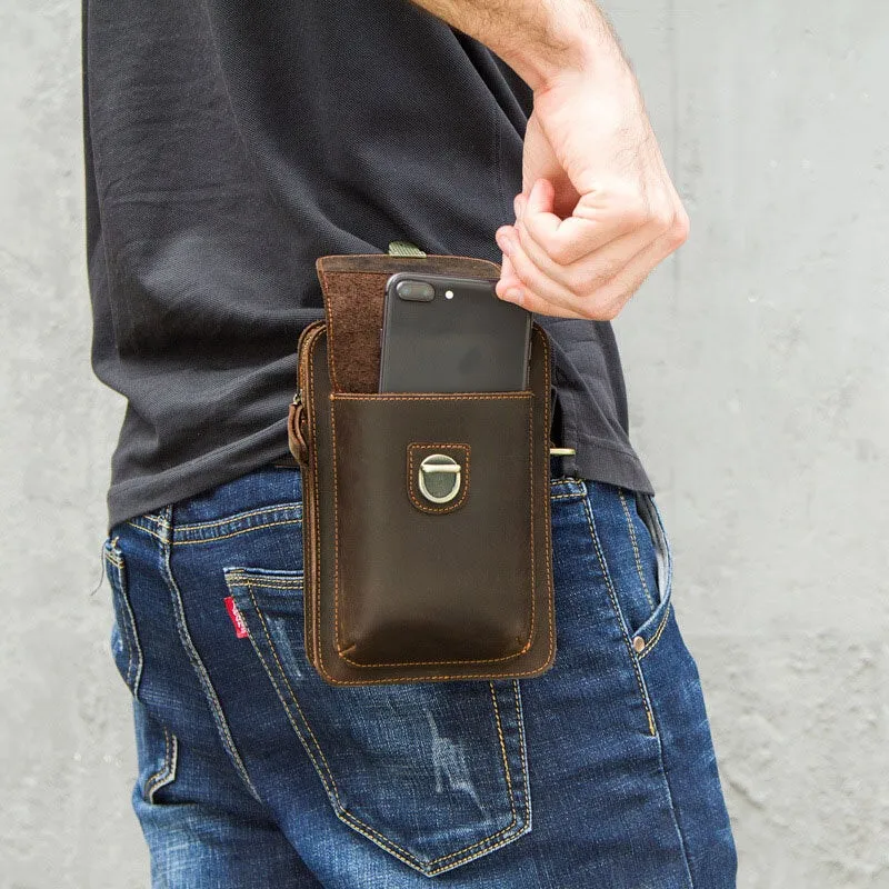 Men Genuine Leather Retro Casual Outdoor Multi-carry Phone Bag Crossbody Waist For 5.8 Inch