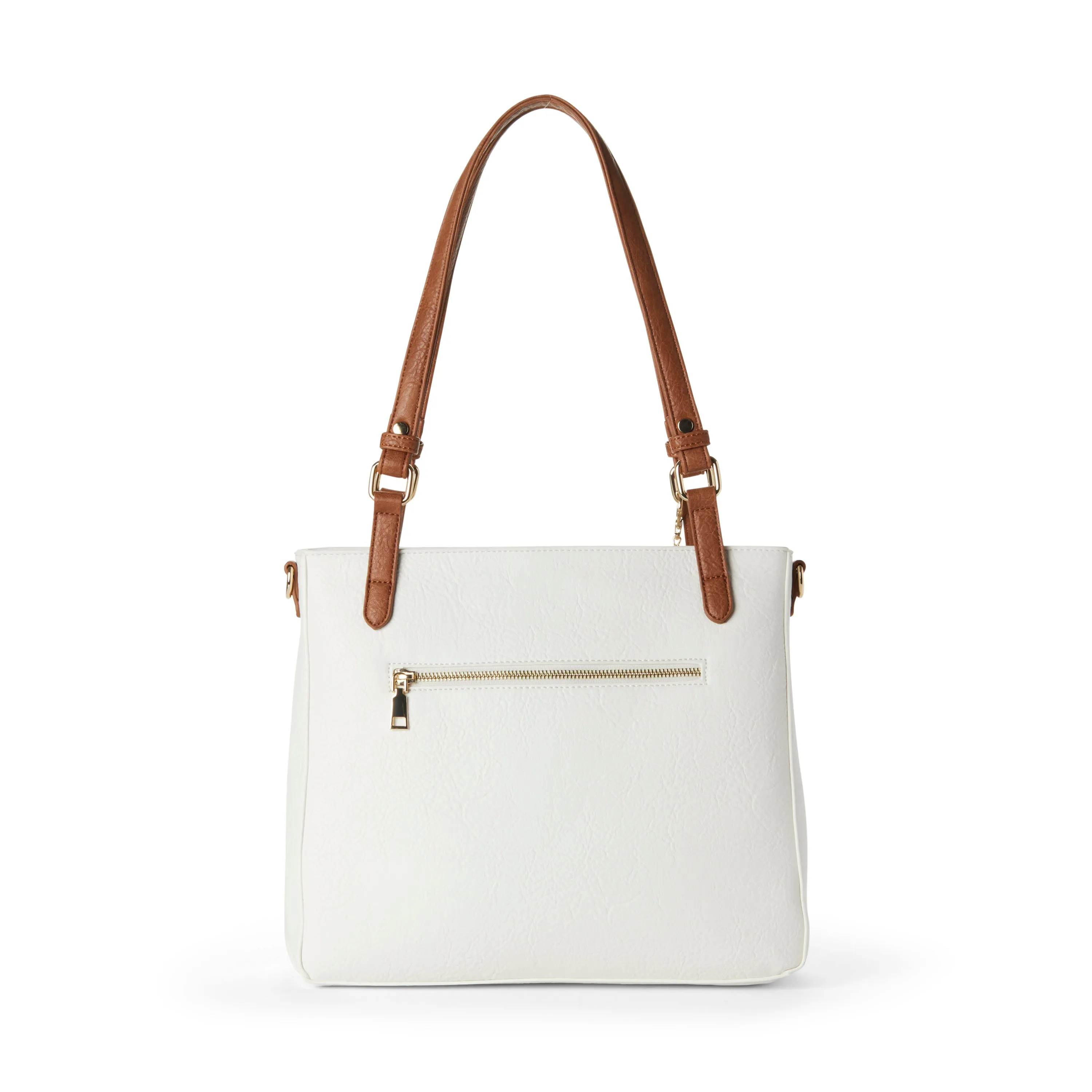 MENA Vegan Tote Bag in White   Camel