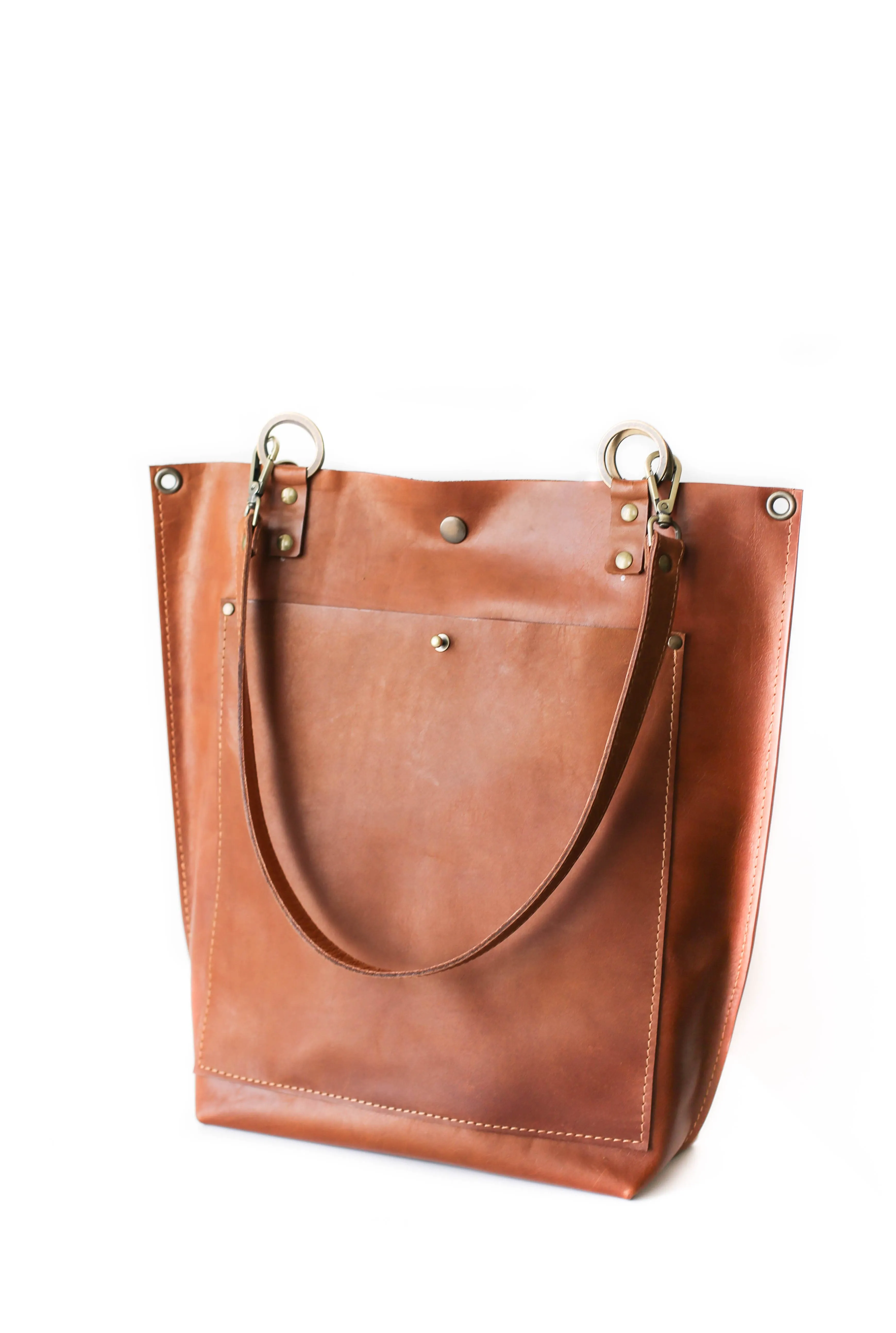 Minimal Brown Leather Tote