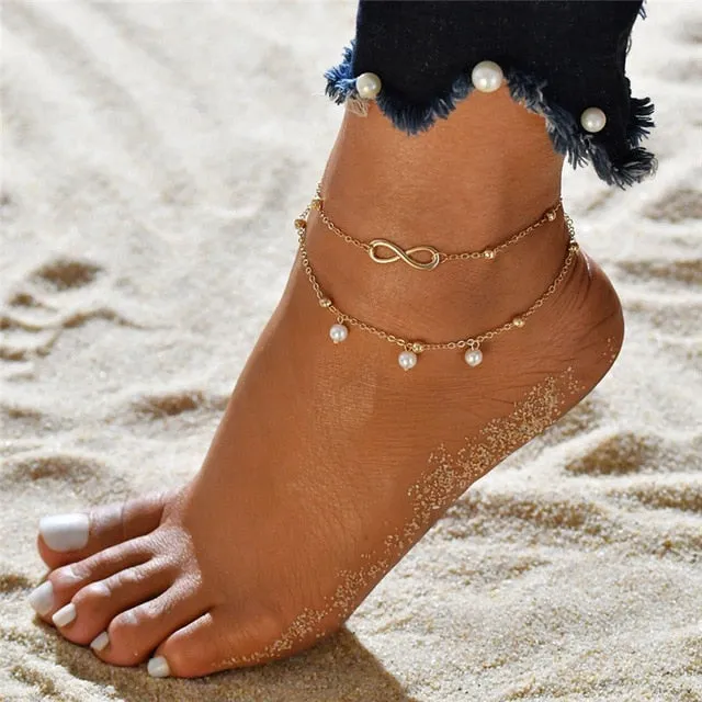 Minimalist Dangling Coins and CZ Anklet | Beach Anklet | Anklet Bracelet Set | Chain Ankle Bracelet | Bohemian Anklet | Women Leg Chain Gift