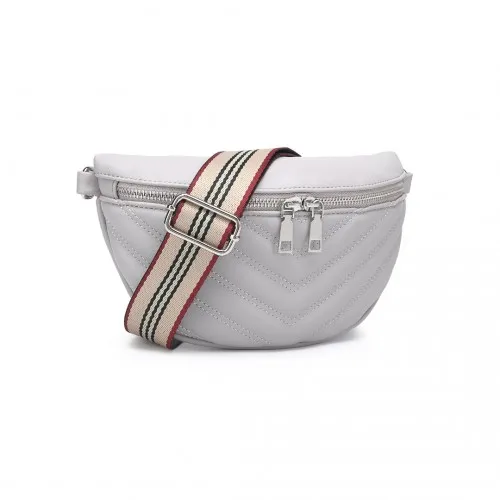 Miss Lulu Wide Strap Bum Bag - Lightweight & Adjustable Waist Bag in Grey