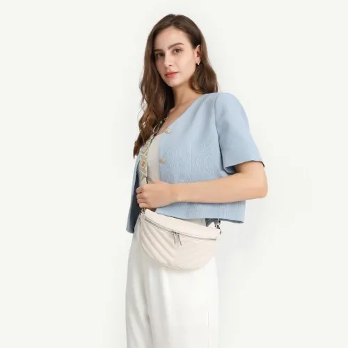 Miss Lulu Wide Strap Bum Bag - Lightweight & Adjustable Waist Bag in Grey