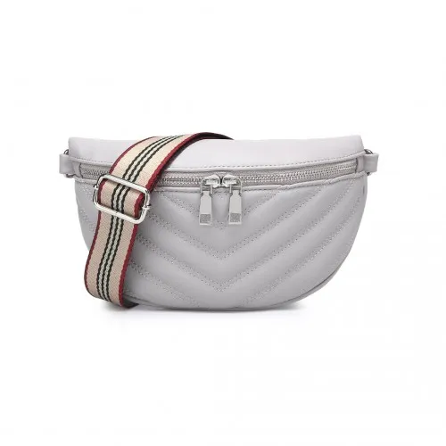 Miss Lulu Wide Strap Bum Bag - Lightweight & Adjustable Waist Bag in Grey