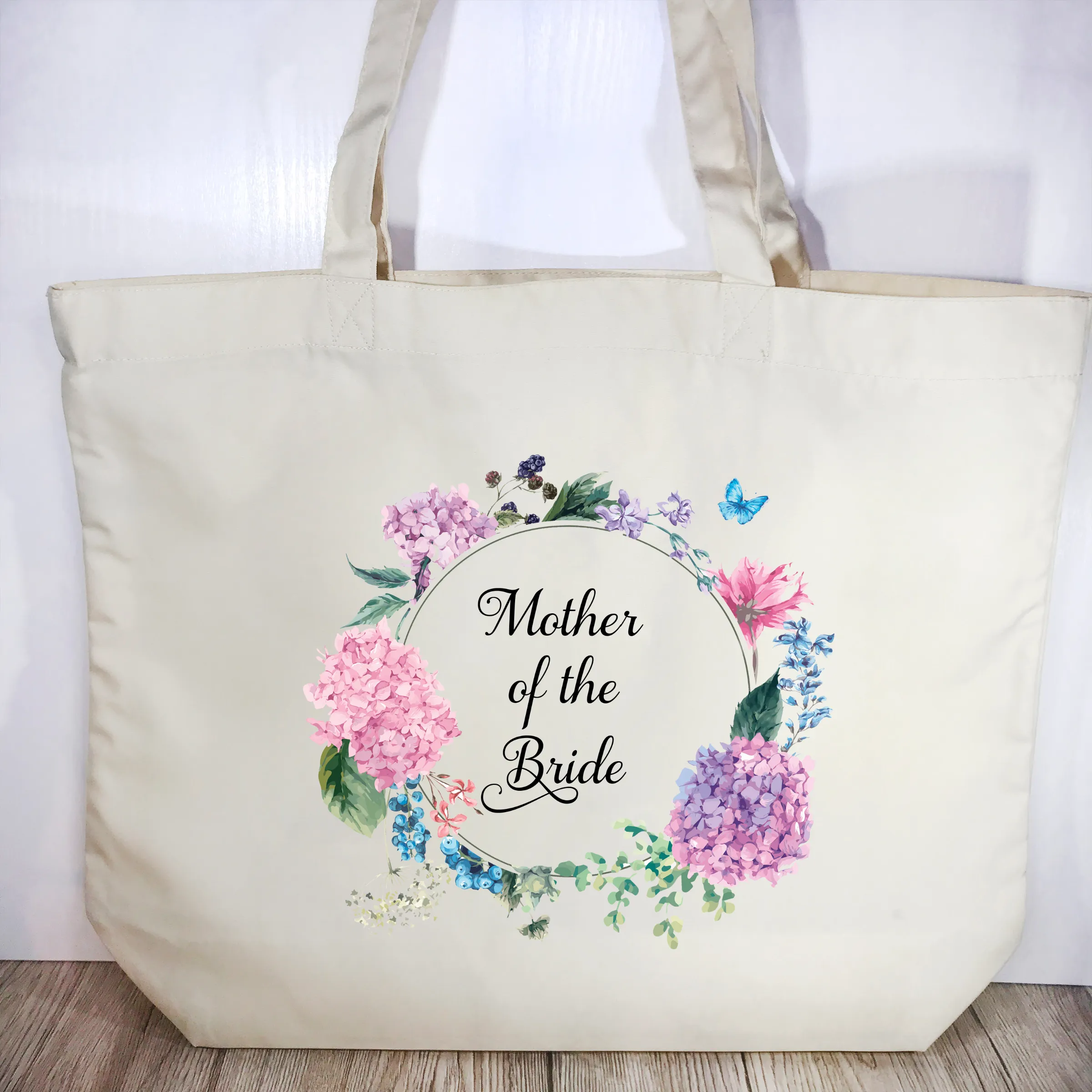 Mother of the Bride Floral Wreath Wedding Tote Bag