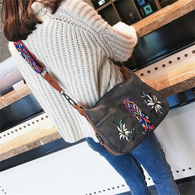 Multifunction Shoulder Embroidery Handbag