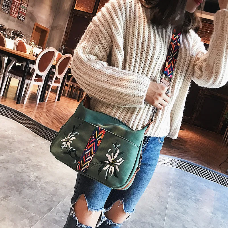 Multifunction Shoulder Embroidery Handbag