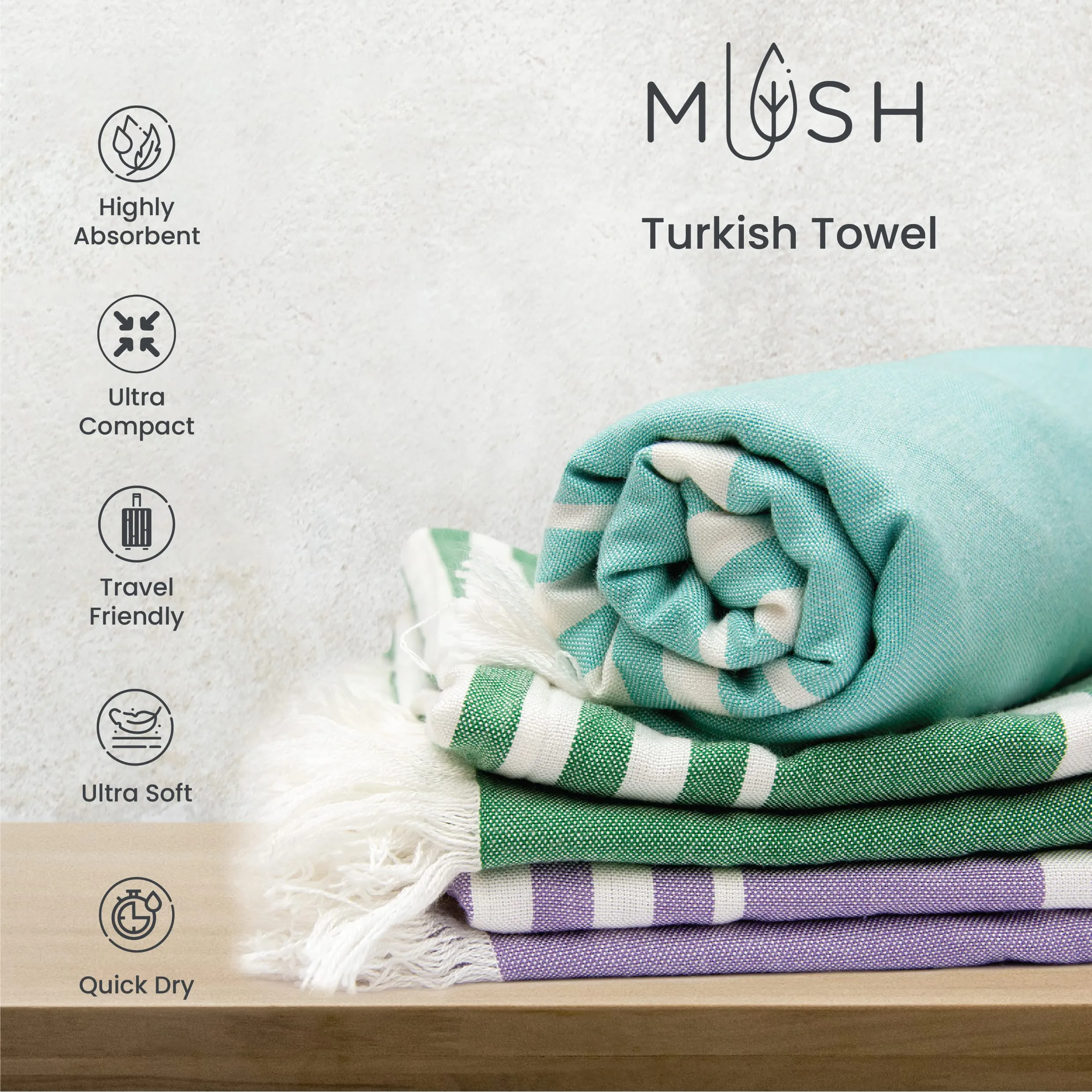 Mush Rayon derived from Bamboo Large Bath Towel | Ultra Soft, Absorbent, Light Weight, & Quick Dry Towel for Bath, Travel, Gym, Beach, Pool, and Yoga | 75 X 150 cms (Pack of 1 - Beige)