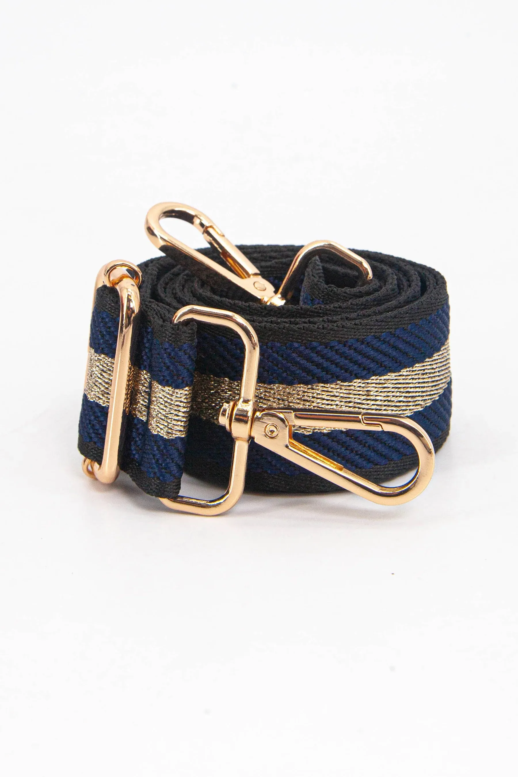 Navy, Black & Gold Bag Strap