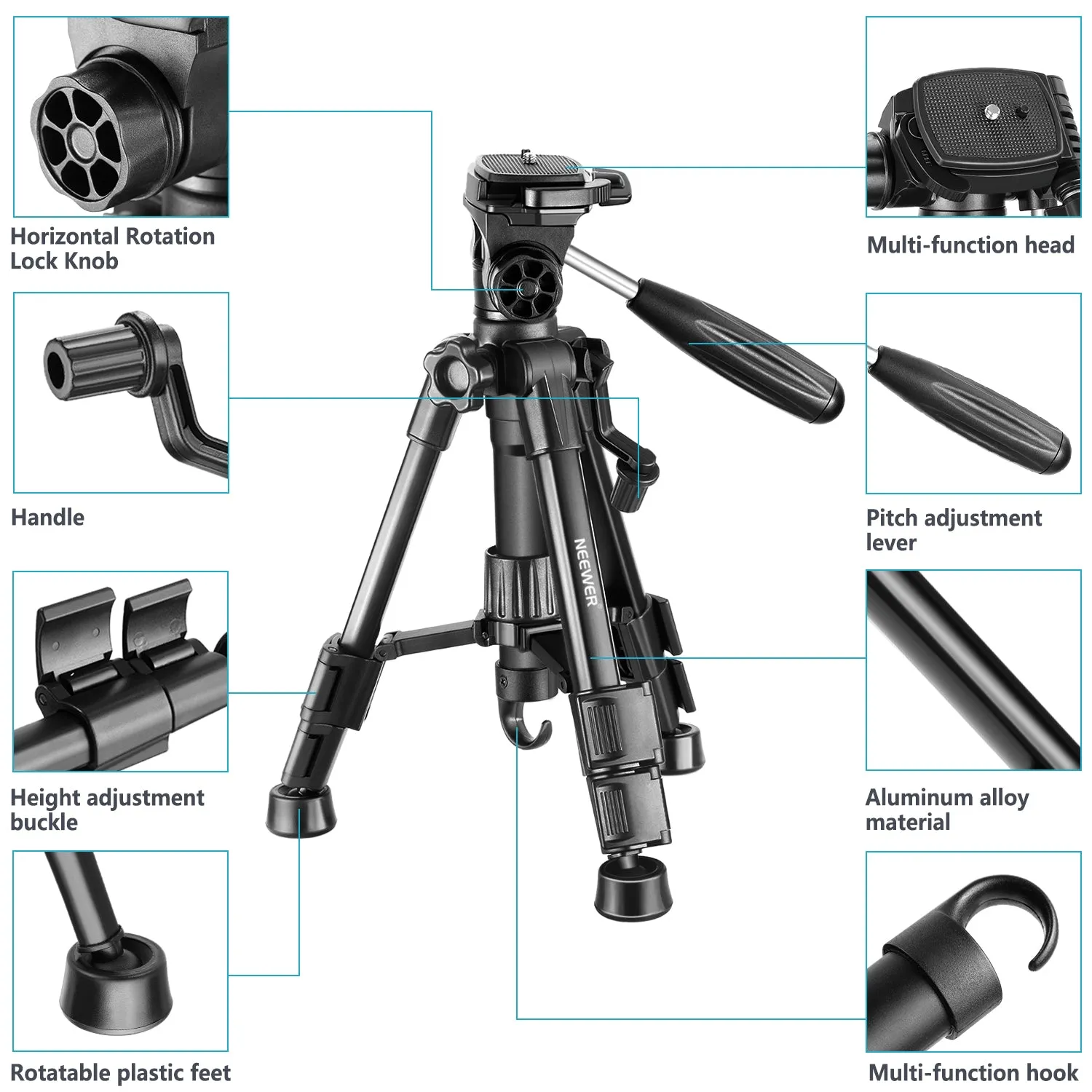 NEEWER T210 24'' Aluminum Alloy Mini Tripod