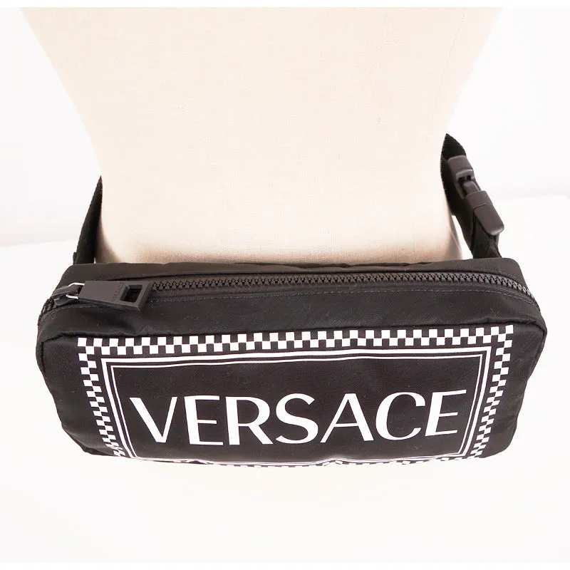 NEW $920 VERSACE Men's/Woman's Runway 90's Vintage LOGO Printed Nylon WAIST BAG