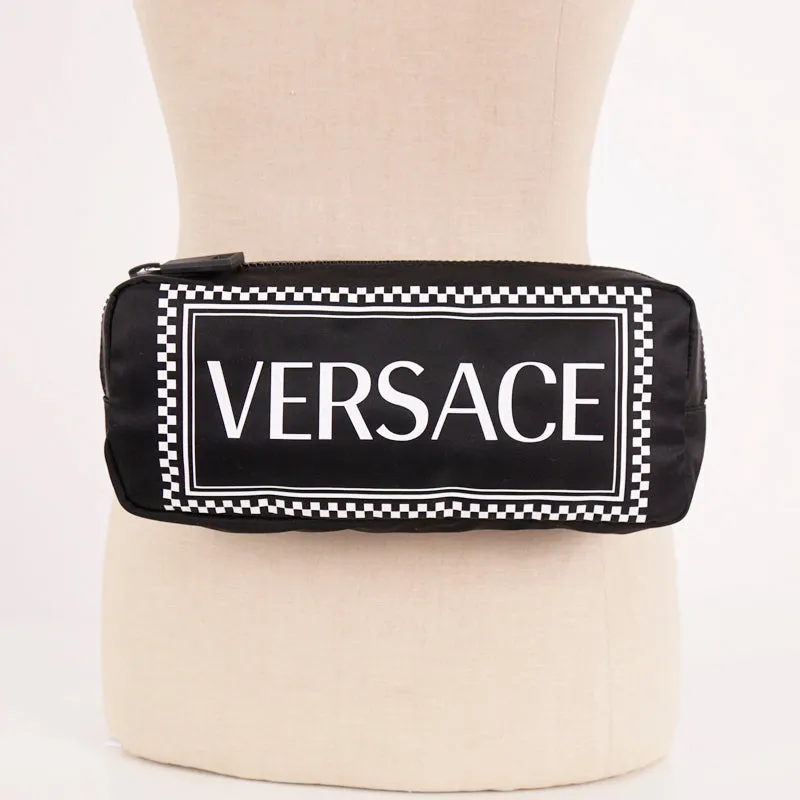 NEW $920 VERSACE Men's/Woman's Runway 90's Vintage LOGO Printed Nylon WAIST BAG