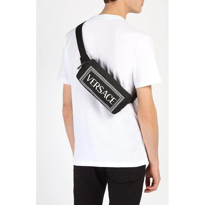 NEW $920 VERSACE Men's/Woman's Runway 90's Vintage LOGO Printed Nylon WAIST BAG