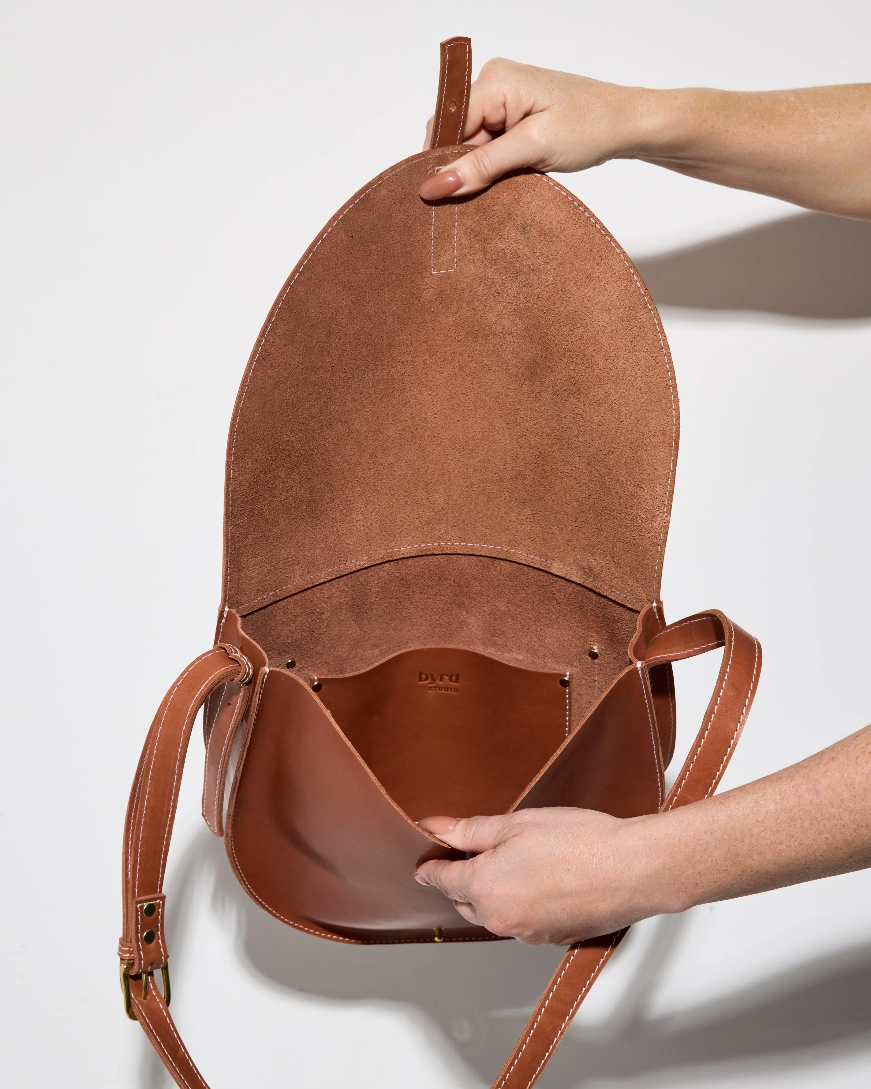 NEW MOON Saddle Bag by Byrd Studio - Chestnut Brown Leather