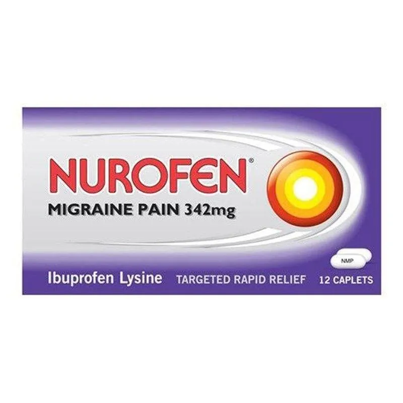 Nurofen Migraine Ibuprofen 342mg Pain Caplets x 12