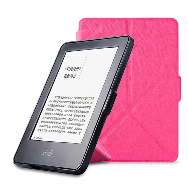 origami thin smart cover case PU leather stand cover for Amazon Kindle Paperwhite 1 2/paperwhite3(New model) free stylus film