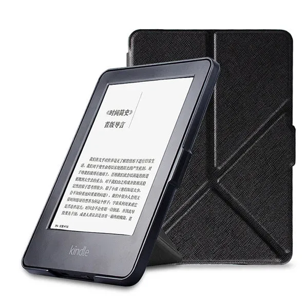 origami thin smart cover case PU leather stand cover for Amazon Kindle Paperwhite 1 2/paperwhite3(New model) free stylus film