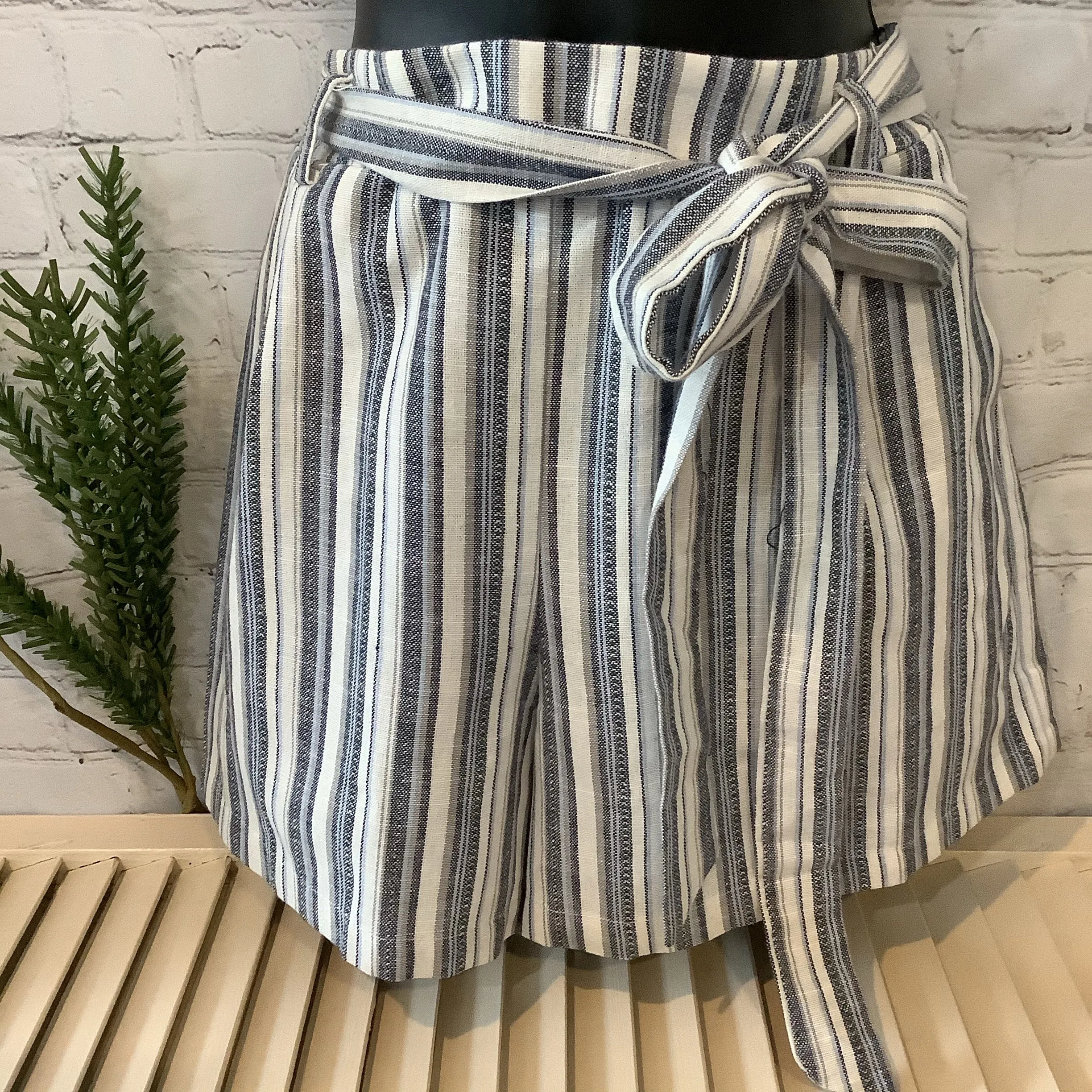 Paper Bag Waist Striped Shorts