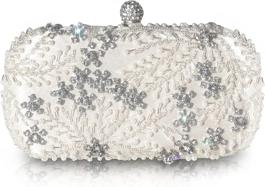 Pearl and Diamante Embelliished  Silver bag 1127135